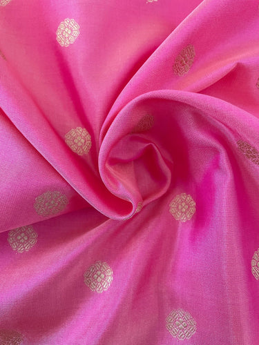 Banarasi Katan Silk Saree with Meenakari border | Pink | Handwoven | Silk Mark | Ships from California